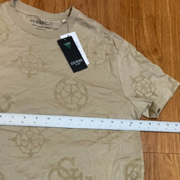 Guess Men s Relaxed-Fit Peony Logo Graphic T-Shirt Neutral Sand Size S - Picture 5 of 6